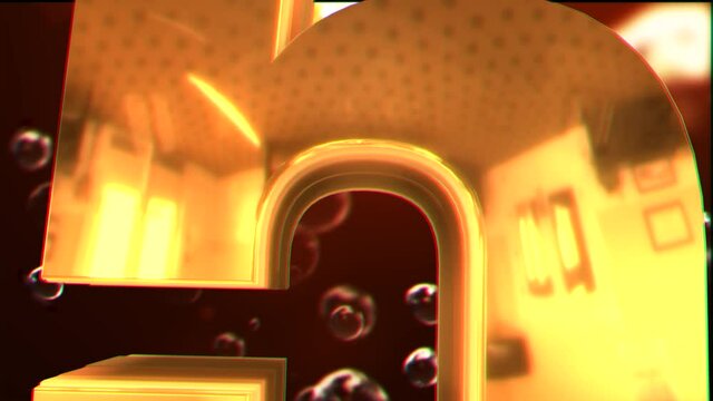 メタリックな金属の3Dの数字のカウントダウン動画　3D　10秒