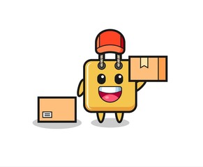 Mascot Illustration of shopping bag as a courier