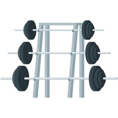 Barbell rack, dumbbell stand isolated vector gym icon