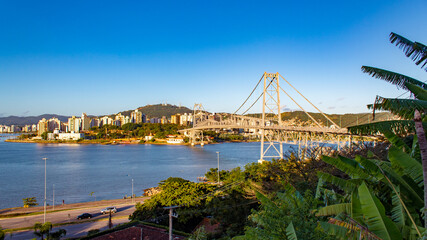 bridge over the sea of Florianópolis Island and Hercílio Luz Bridge, Santa Catarina, Brazil, florianopolis