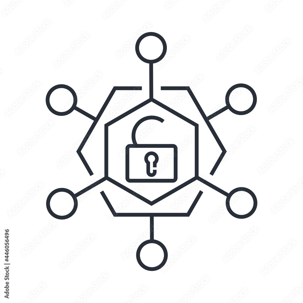 Poster open internet network, structure. vector linear icon isolated on white background.