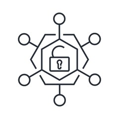 Open internet network, structure. Vector linear icon isolated on white background.