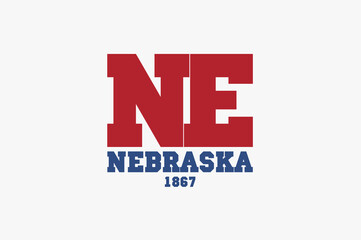 Nebraska Inscription and Founded 1867. Illustration.