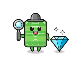 Illustration of football field character with a diamond