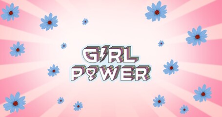 Composition of text girl power on pink background