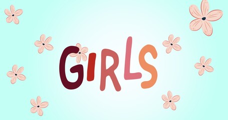 Composition of girl power text on white background