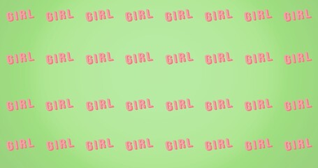 Composition of text girl on green background