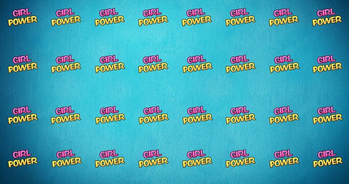 Composition of text girl power on blue background