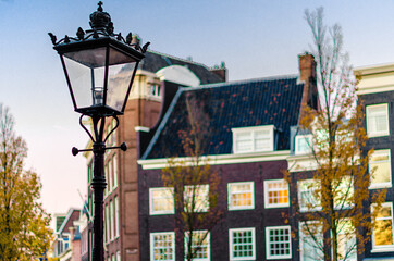 Fototapeta na wymiar Architectural detail, street lamp in Amsterdam, the Netherlands