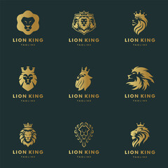 Lion head, Lion king, Mascot lion logo set vector icon illustration design © oct