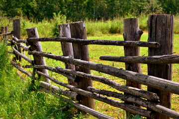 old wooden fence in the village