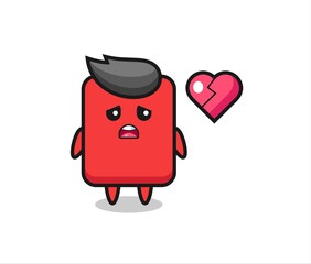 red card cartoon illustration is broken heart