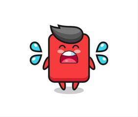 red card cartoon illustration with crying gesture