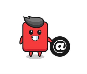 Cartoon Illustration of red card standing beside the At symbol