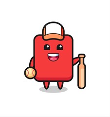 Cartoon character of red card as a baseball player