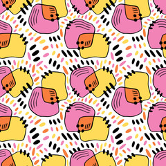 Geometric pattern with chaotic blots. Bright fashionable background