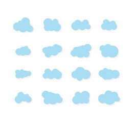 Clouds. Abstract blue cloudy set isolated on white background. Creative modern concept - stock vector. Flat. Vector illustration