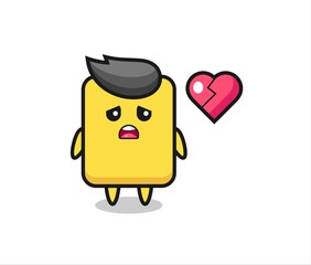 yellow card cartoon illustration is broken heart