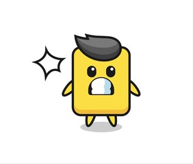yellow card character cartoon with shocked gesture