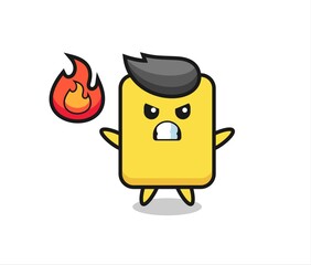 yellow card character cartoon with angry gesture