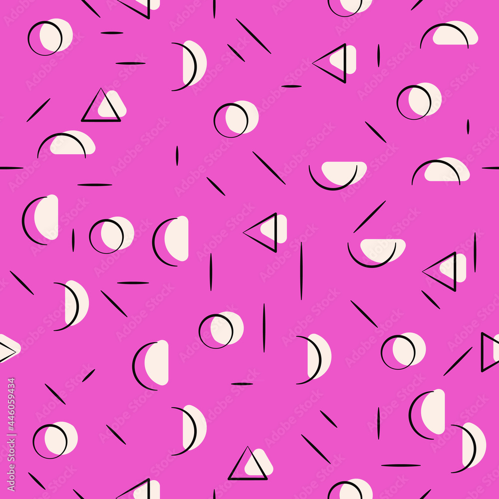 Aufkleber pink background and white shapes pattern. repeated shape wallpaper. vector.