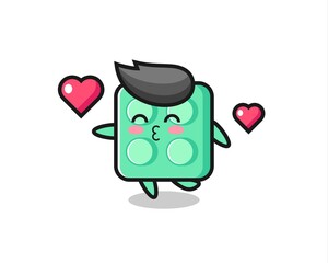 brick toy character cartoon with kissing gesture
