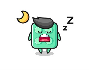brick toy character illustration sleeping at night