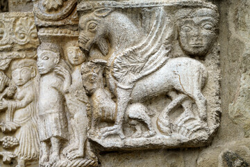 Obraz premium Facade of San Michele Maggiore, medieval basilica in Pavia. Detail