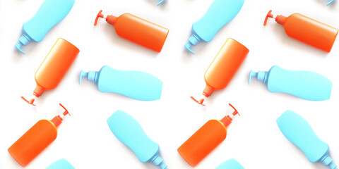 Multi-colored plastic bottles, containers for detergent, shampoo or any liquid. The concept of cleanliness, cleaning, ecology.