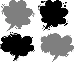 Deurstickers Cute cartoon bubble set hand drawn in black and gray colors. Ideal text template for presentations, speeches, comic books © Alina Nikitaeva