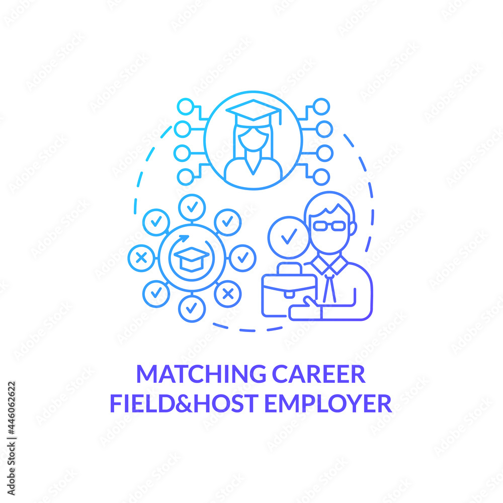 Poster matching career field and host employer concept icon. internship procedure abstract idea thin line i