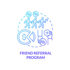 Friend referral program concept icon. Internship financing abstract idea thin line illustration. Financial incentive for students. Sharing experience, discount. Vector isolated outline color drawing