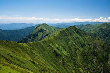谷川岳からの三国連山の風景　夏