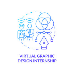 Virtual graphic design internship concept icon. Remote internship abstract idea thin line illustration. Develop art-related skills. Work in creative industries. Vector isolated outline color drawing