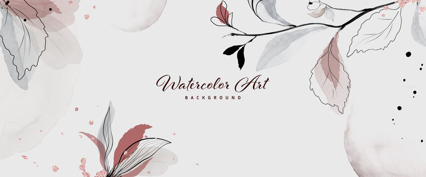 Abstract Background Watercolor Botanical Decorative Pink Gold Drops