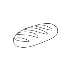 Loaf of bread one line art. Continuous line drawing of White bread.