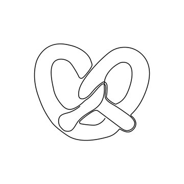 recommend clip art: Pretzel one line art. Continuous line drawing of butter roll, German pastries .
