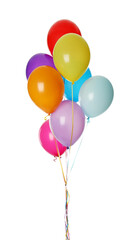 Bunch of colorful balloons on white background