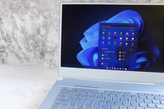 New Microsoft Windows 11 on computer screen : Chiang Mai, Thailand July 18, 2021