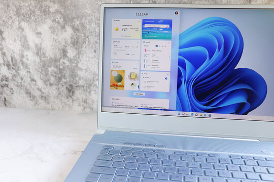 New Microsoft Windows 11 on computer screen : Chiang Mai, Thailand July 18, 2021