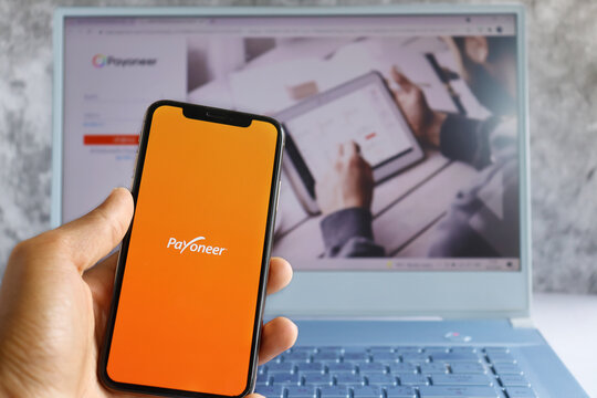 Web payoneer on computer screen : Chiang Mai, Thailand July 18, 2021