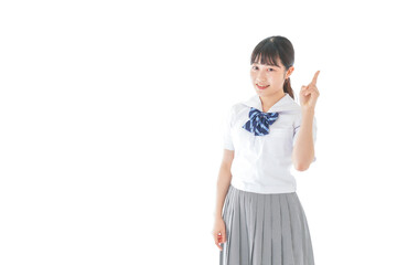 案内をする笑顔の女子学生