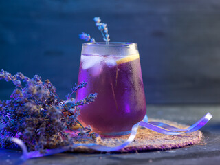 Summer trend lavender ice lemonade with syrup