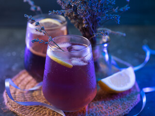 Summer trend lavender ice lemonade with syrup