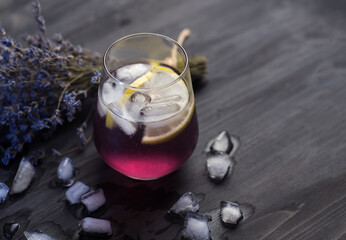 Summer trend lavender ice lemonade with syrup
