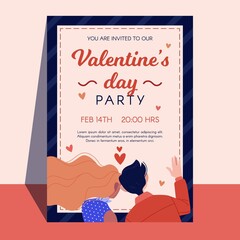 Flat Valentines Day Party Flyer Template 1