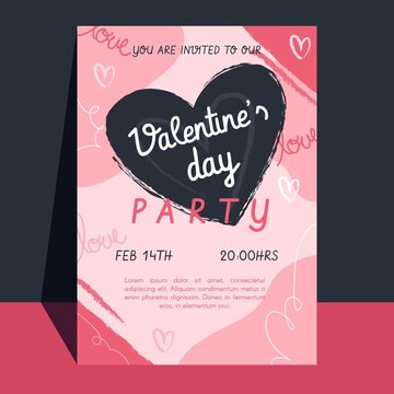 Flat Valentines Day Party Flyer Template