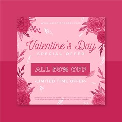 Floral Valentines Day Instagram Post Template