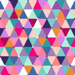 Fototapeta na wymiar Vector seamless pattern, geometric abstraction in different colors. Trendy geometry for wallpaper, gift and wrapping paper, greeting card and party invitations, textile, fabric and linen, web page.
