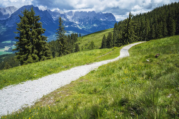 Fototapeta premium Hiking trail in Wilder Kaiser mountains region, Tirol - Austria